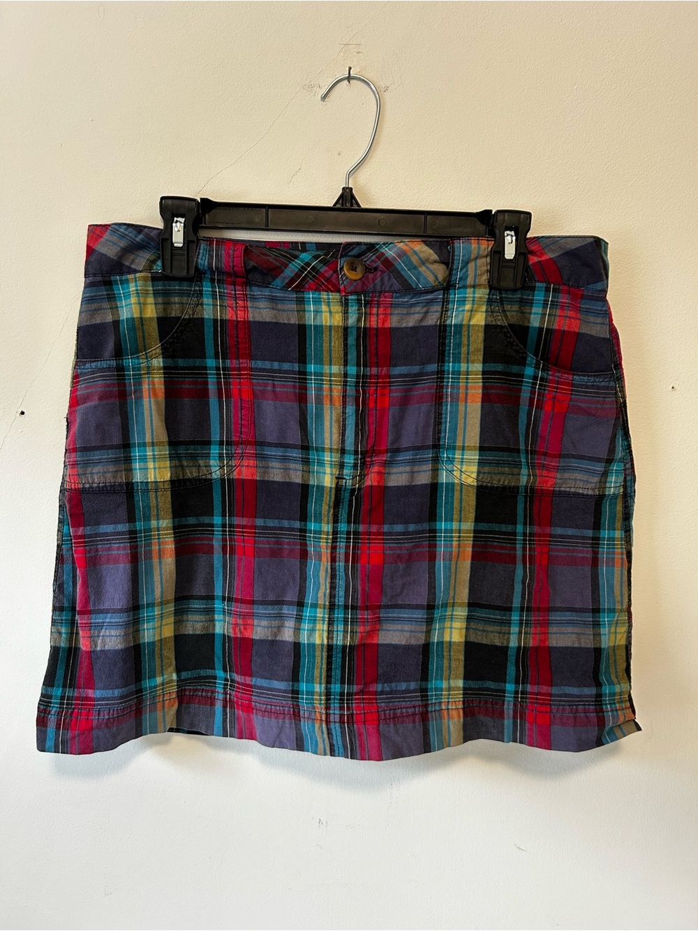 White Stag Multicolor Plaid Mini Skort with Red and Blue Accents